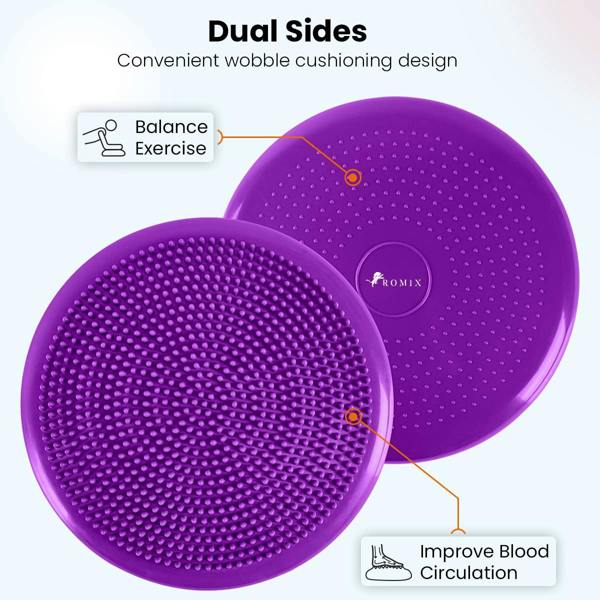 ROMIX Wobble Cushion, 34cm Inflatable Balance Disc with Pump for Core Training and Sitting Posture Support