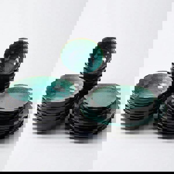 Green reactive glaze tableware set