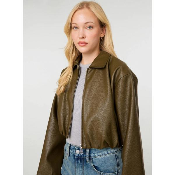 Pink Vanilla Faux Leather Puffball Jacket