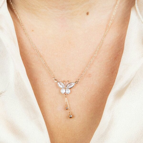 The Colourful Aura Large Butterly Zircon Crystal Dokiya Pendant Animal Necklace