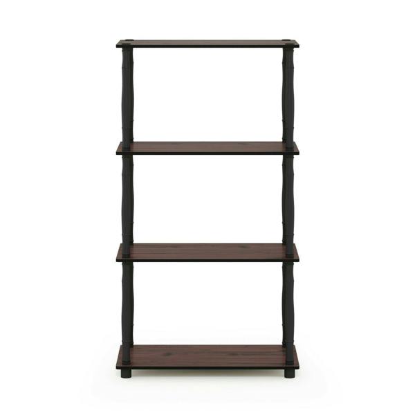 WALPLUS Turn-N-Tube 4-Tier Multipurpose Shelf Display Rack with Classic Tubes, Dark Cherry/Black perfect for organized storage and display