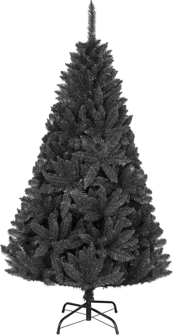 4ft to 12ft Black Artificial Christmas Trees with Hinged Branches and Metal Stand image 1