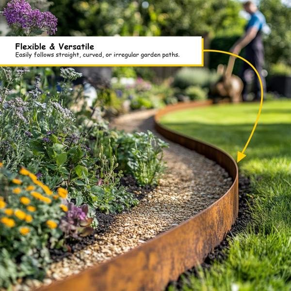 Nicoman Corten Metal Lawn Edging Garden Border Roll - 5m / 10m