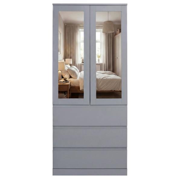 Vida Designs Denver 2 Door 3 Drawer Mirrored Wardrobe