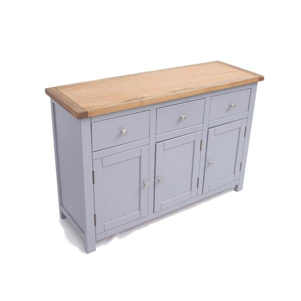 Cabinet Bits Mirano Grey 3 Drawer 3 Door Sideboard Chrome Knob