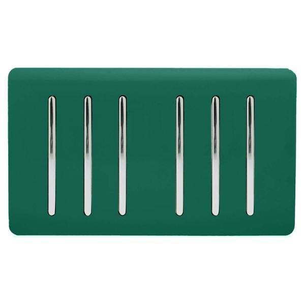 Trendi Switch 6 Gang 1 or 2 Way Light Switch in Dark Forest Green