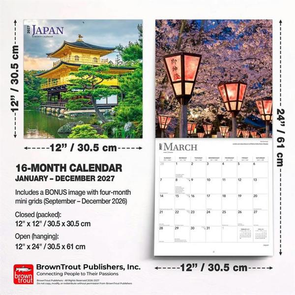 Japan Calendar 2027, Wall Calendars, Month To View, Travel, Gift