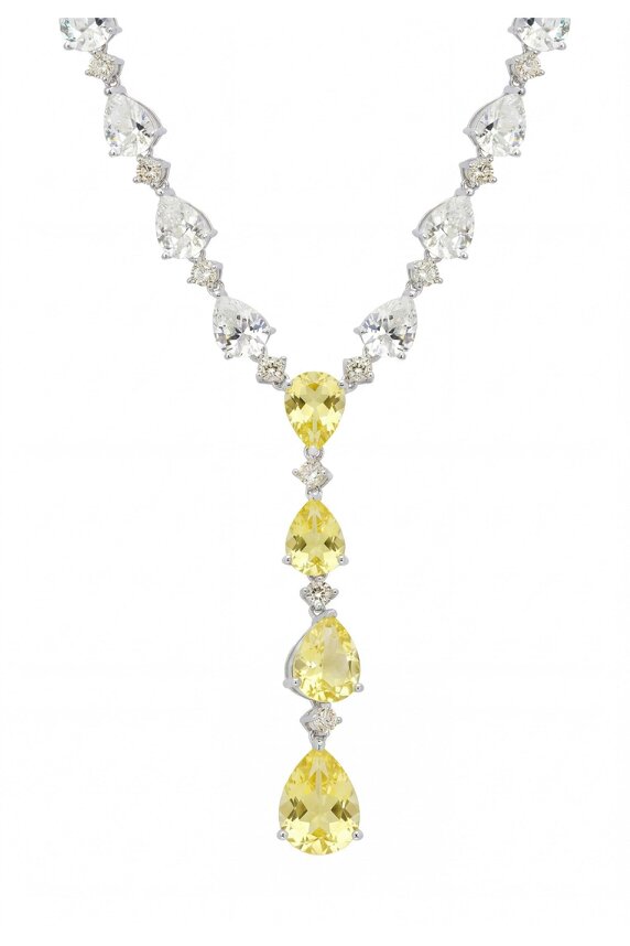 Latelita Elizabeth Statement Necklace Yellow Topaz Silver