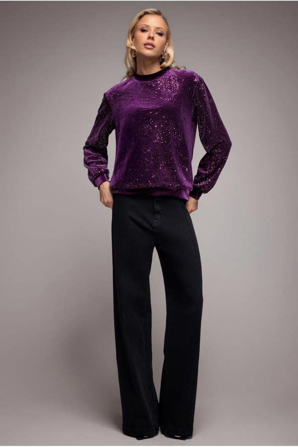 Sequin Velvet Jumper - Magenta T199