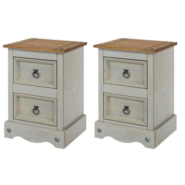 Core Products Set of 2 Corona Brown 2-Drawer Petite Bedside Cabinets