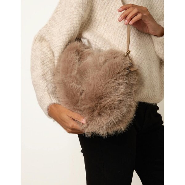 Blue Vanilla Fluffy Faux Fur Shoulder Bag