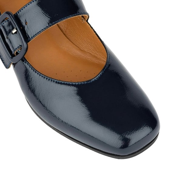 Embassy London Bliss - Navy - Women's block heel square toe patent leather Mary-Jane