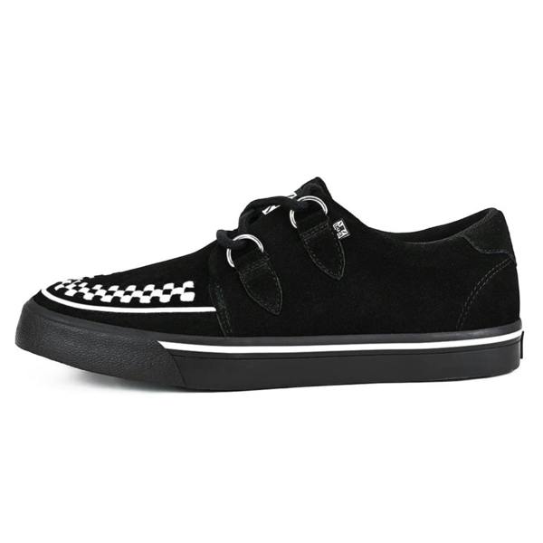TUK Footwear TUK Pointed Creeper Sneaker Black White Suede Platform Shoes - A9182