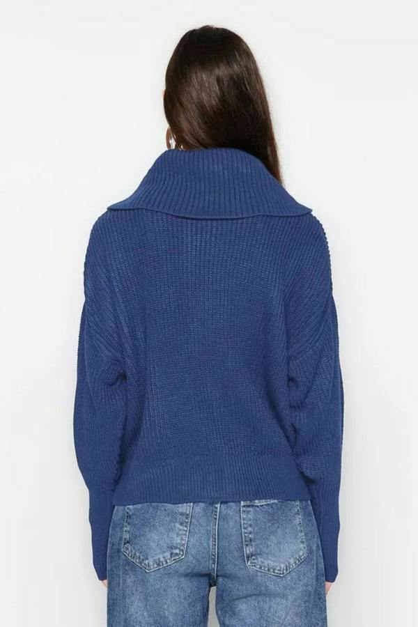 Hoxton Gal Oversized Draped Collar Zip-Up Knit Cardigan