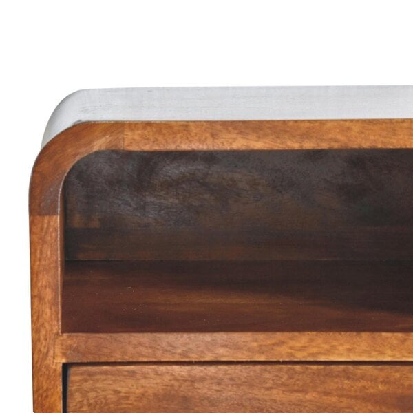Wyld Haus Cagliari Small Wall Mounted Curved Chestnut Bedside with Shelf
