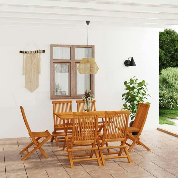 Berkfield 7 Piece Garden Dining Set Solid Teak Wood