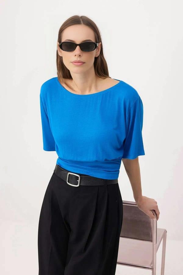 Asymmetric Neck Regular Fit Soft Touch Knit Blouse