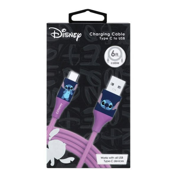 Quest | Stitch 6ft USB A To Type-C Braided Charging Cable Blue Face