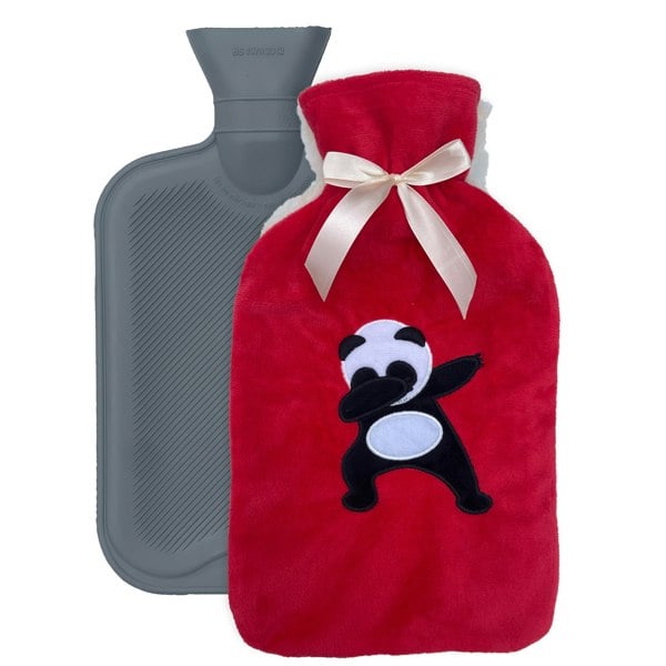 ChilliPak Hot Water Bottle with Sherpa Fleece Cover - 2 Litre - Panda