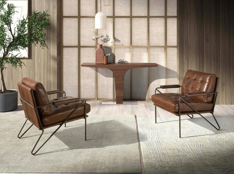 Angel Cerdá Rectangular Walnut Console With Chrome-plated Steel BASE 3030
