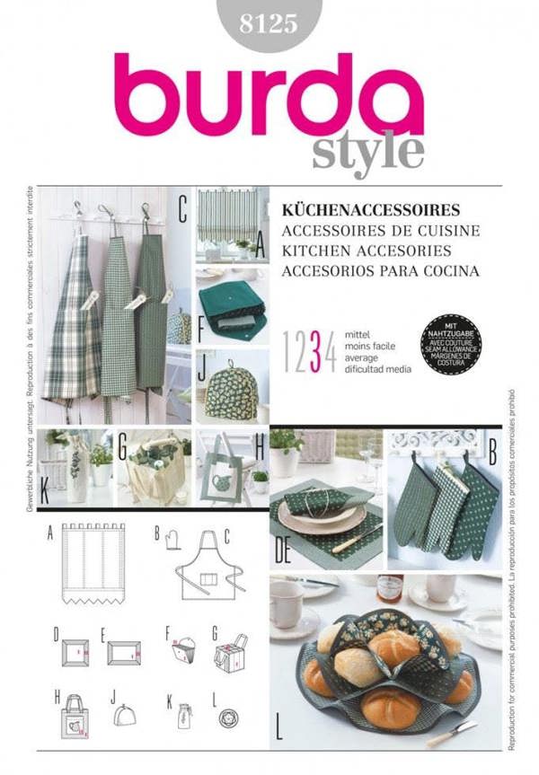 Burda Sewing Pattern 8125 Aprons For Women - Intermediate