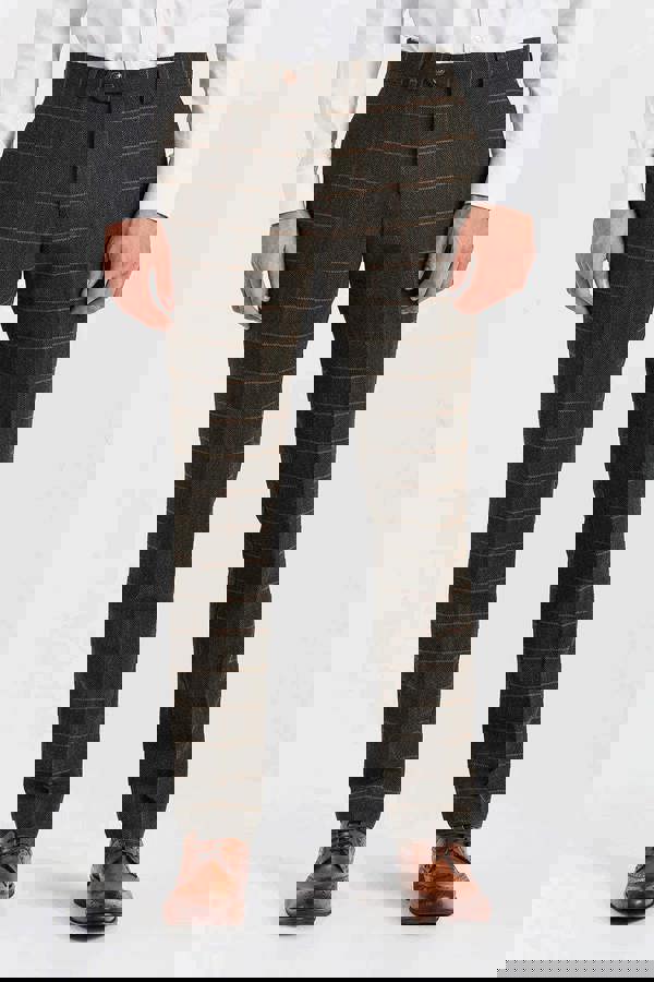 Paul Andrew Harris - Men's Green Tweed Herringbone Check Trousers