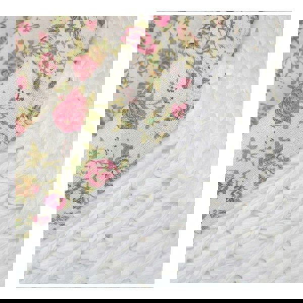 White Paper Rope Rectangular Storage Basket with Garden Rose Cotton Lining