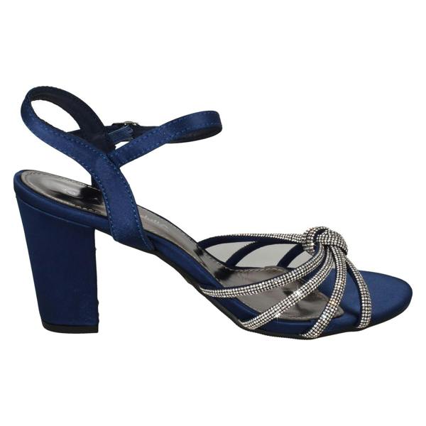 Anne Michelle Ladies Anne Michelle High Block Heel Diamante Knot Sandals F12051