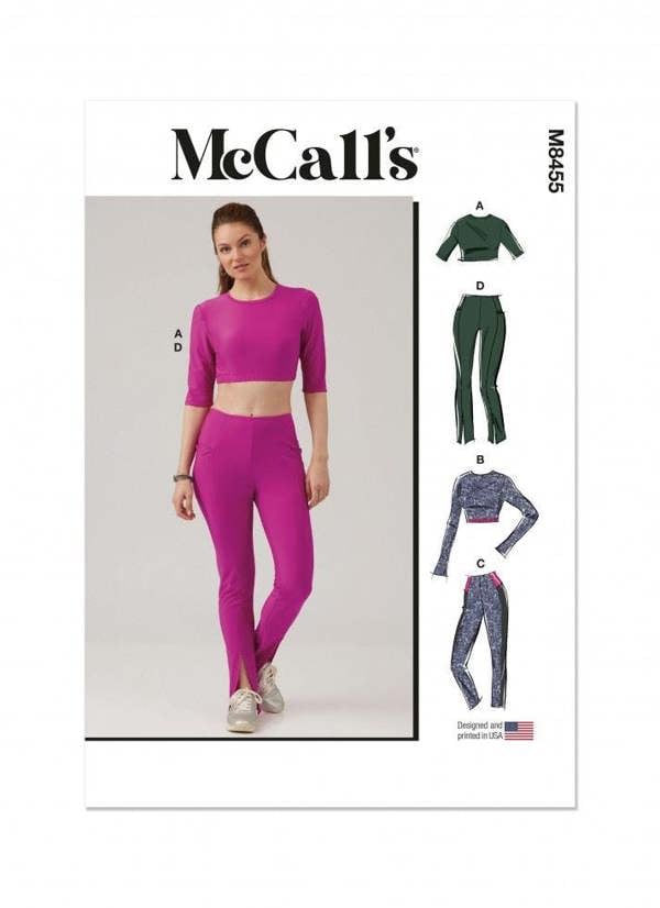 McCalls 8455 Paper Sewing Pattern – Women's Top, Leggings & Sportswear, Size XS-XXL, Easy