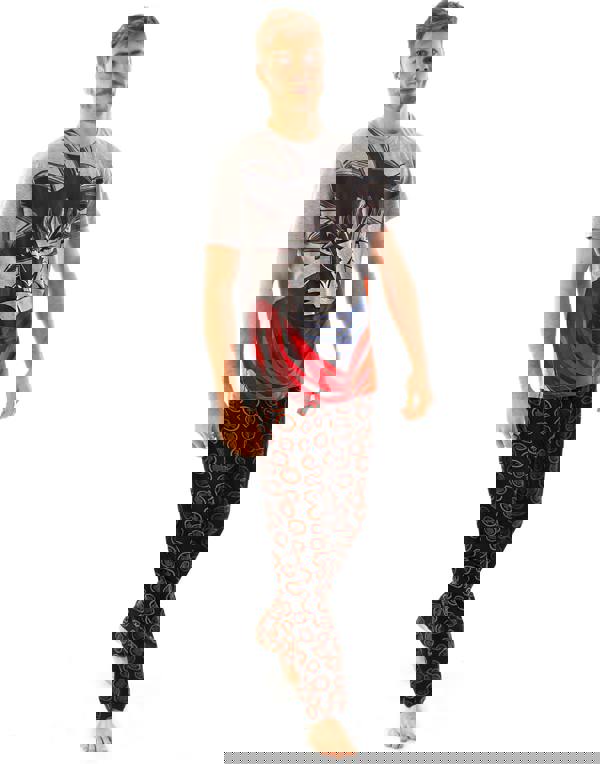 Dragon Ball Z Mens Grey Goku Short Sleeve Long Leg Pyjama Set