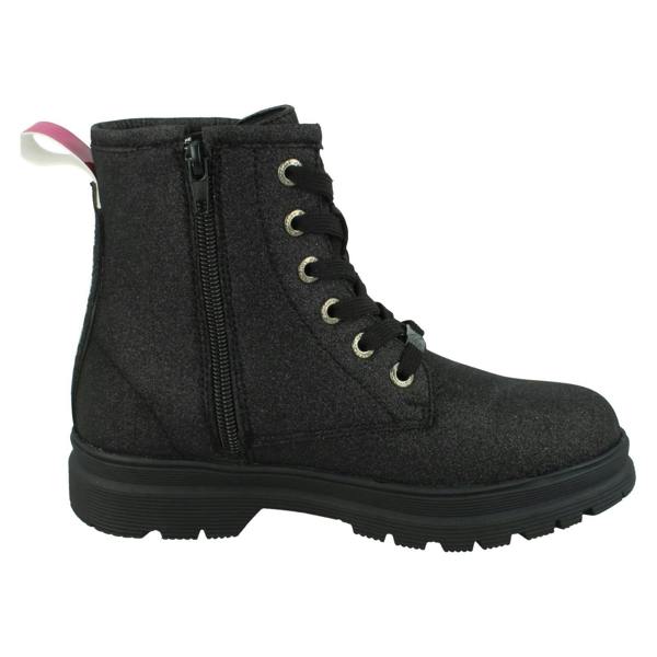 Pineapple Girls Pineapple Low Heel Lace Up Heart Glitter Boots with Inside Zip H4196