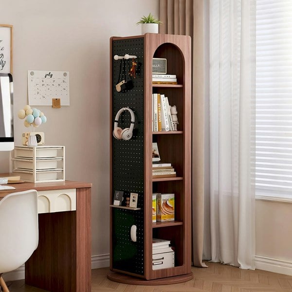 Rit Concept Correa Rotating Bookshelf, Freestanding Shelving Unit With Full Length Mirror