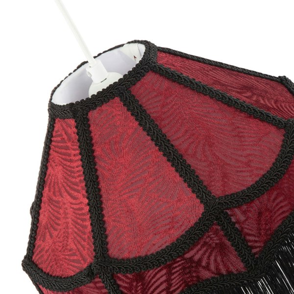 Vintage Victorian Style Lamp Shade in Burgundy with Black Tassels Image 4