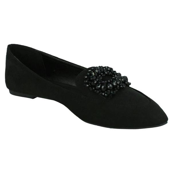 Spot On Ladies Spot On Beaded Ballerina Shoes F80548