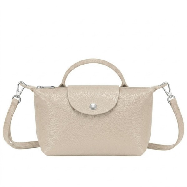 Kitise Fashion Italian Leather Mini Top Handle Crossbody Bag - LIGHT BEIGE