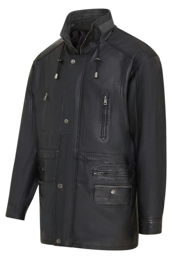 Infinity Leather Mens Soft Italian Leather Parka Coat-Winnipeg