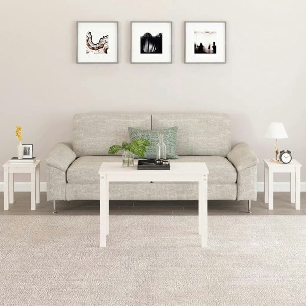 Berkfield Nesting Tables 3 pcs White Solid Wood Pine