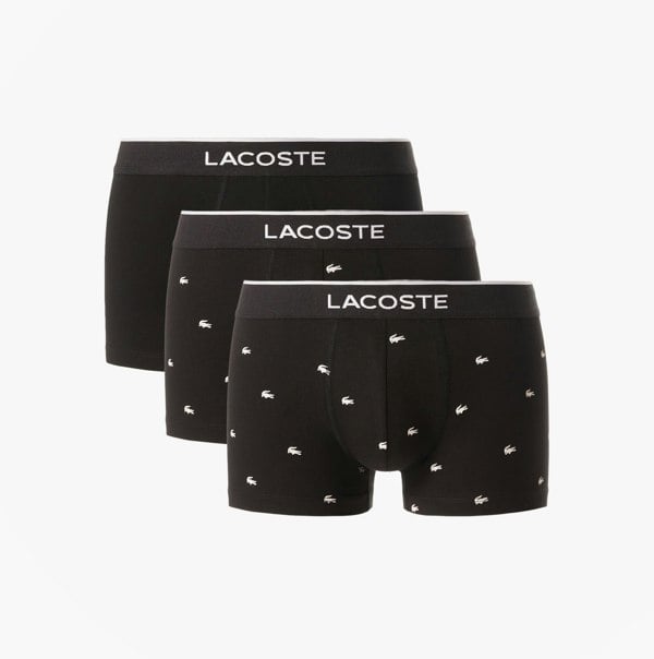 Lacoste 3 Pack Trunks Mens Trunks Black