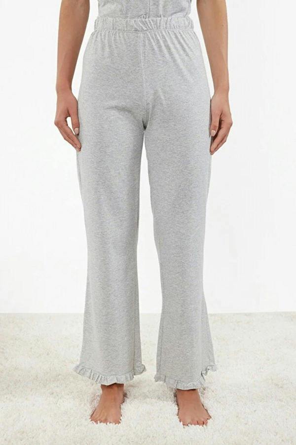 WOVCOR 2-Piece 100% Cotton Ruffle Detail Knitted Pajama Set