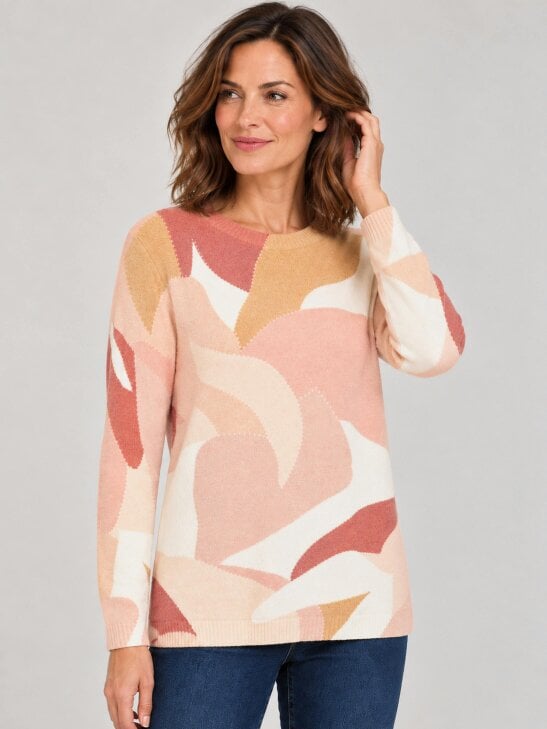 TIGI Crew Neck Abstract Print Jumper