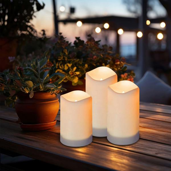 Gardenwize Solar LED Candle Set – 3 Piece Flameless Outdoor Candles