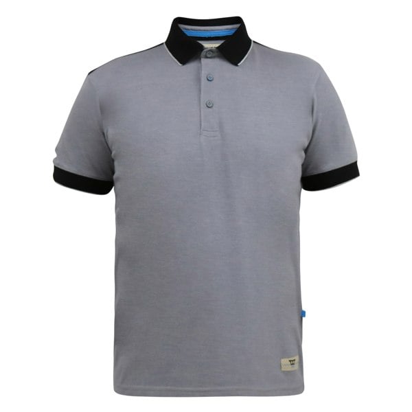 Duke Mens D555 Prinstead Pique Ribbed Collar Kingsize Polo Shirt - Grey/Black