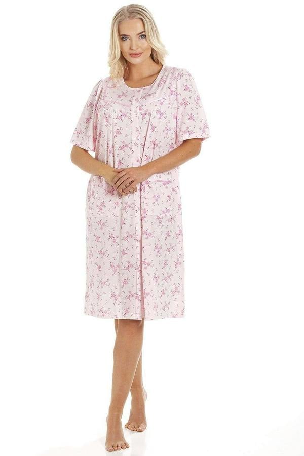 Womens Short Sleeve Button Up Floral Nightdresses