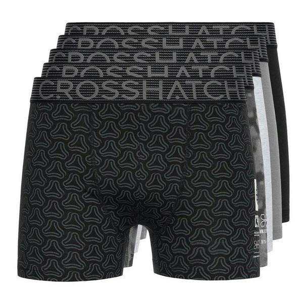 Crosshatch Mens Buzzard Boxer Shorts (Pack of 5) - Grey Marl/Black - 