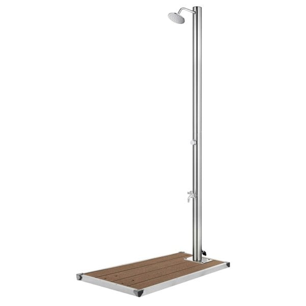 Berkfield Garden Shower with Brown Base 220 cm Stainless Steel