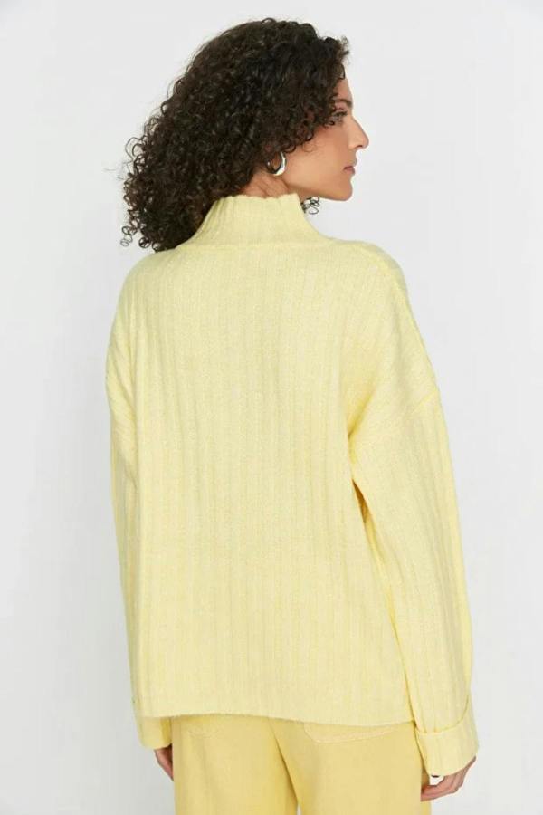 Hoxton Gal Oversized Soft-Textured High Neck Knit Top