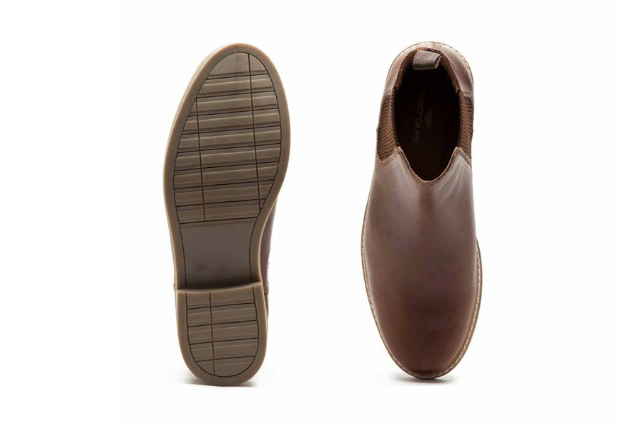 Thomas Crick Red Tape Crick Bamford Leather Mens Pull On Brown Chelsea Boots