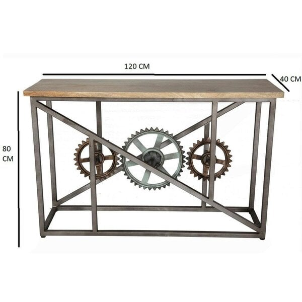 Wyld Haus Hanko Industrial Reclaimed Wood and Metal Cogs Console Table