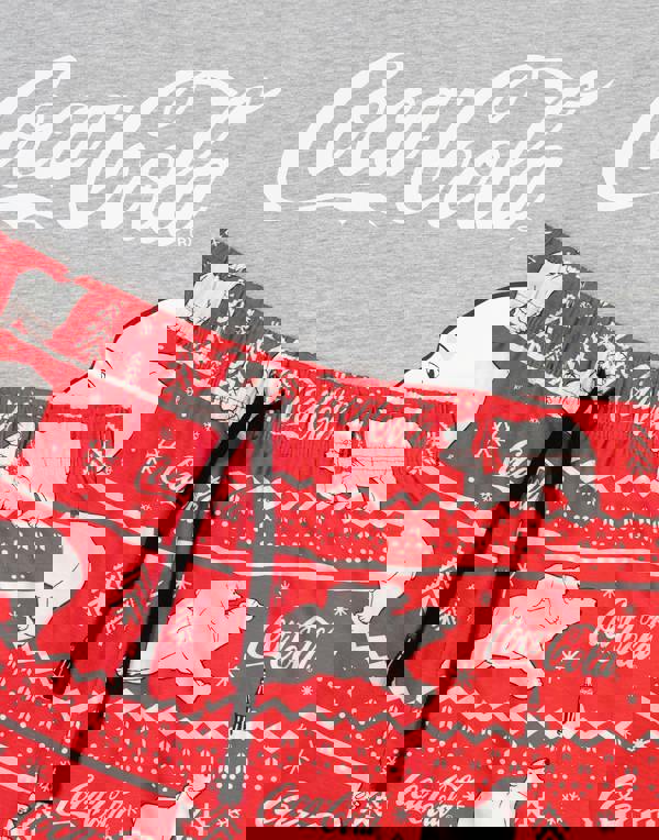 Coca Cola Womens Grey Logo Short Sleeve Long Leg Pyjama Set