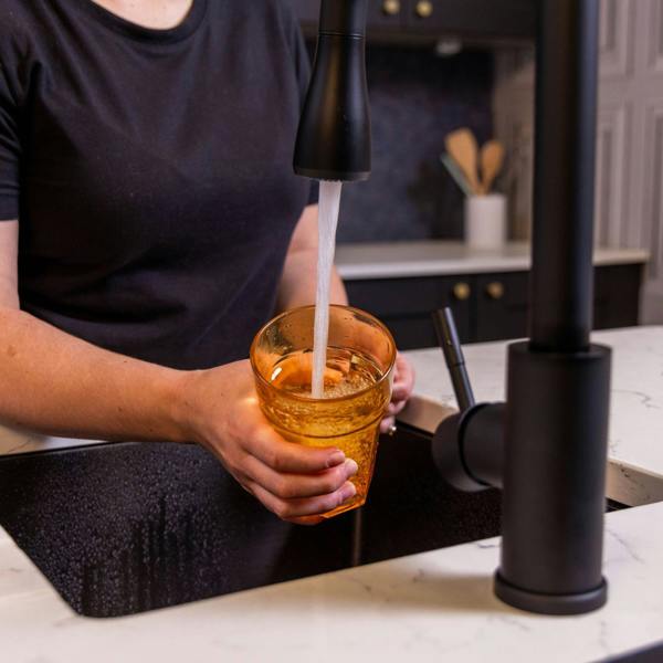 Flode Runda | Kitchen Sink Mixer with Pull out Spray | Matt Black | Oval Head